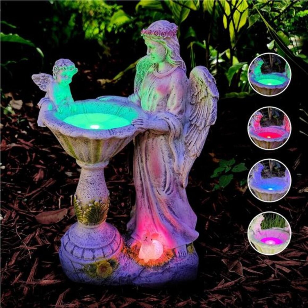 Solar Garden Statue Outdoor Decor, Angel Garden Figurine with Color Changing
